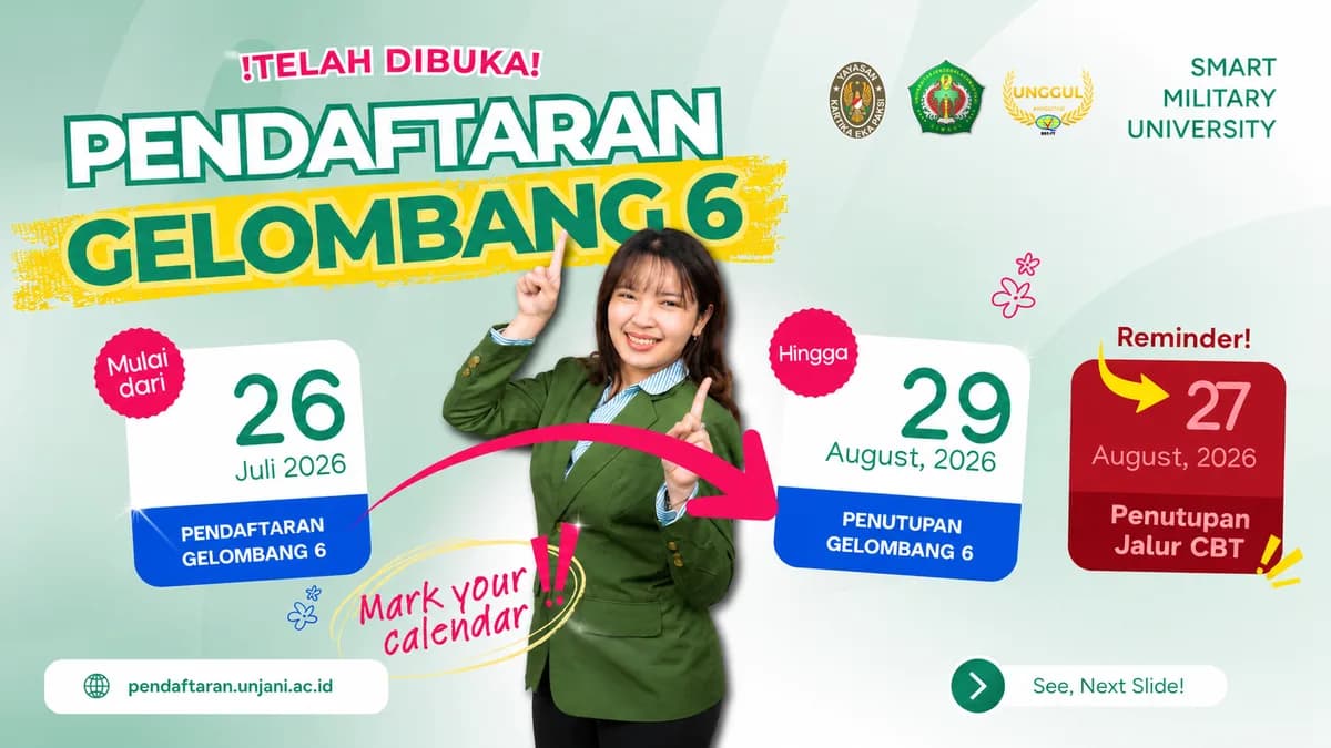 Sampul artikel Pendaftaran Gelombang 6 UNJANI Telah Dibuka, Segera Daftar Sebelum 29 Agustus 2026!
